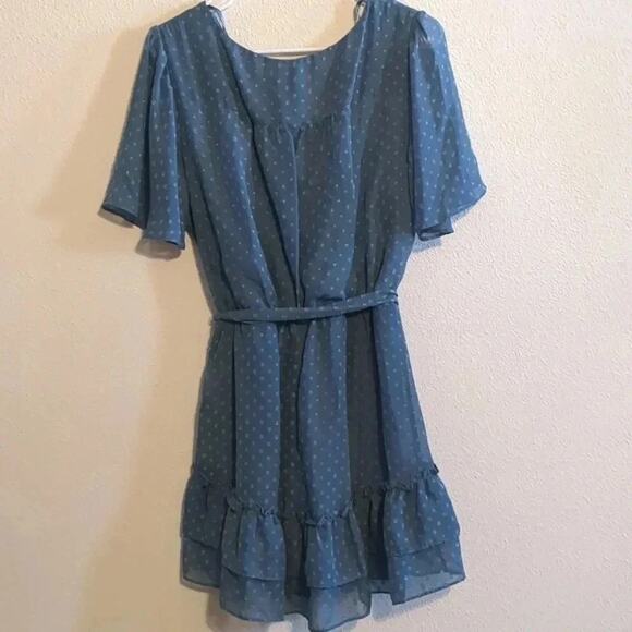 B Smart blue tie wrap dress size 13/14 - Picture 4 of 4